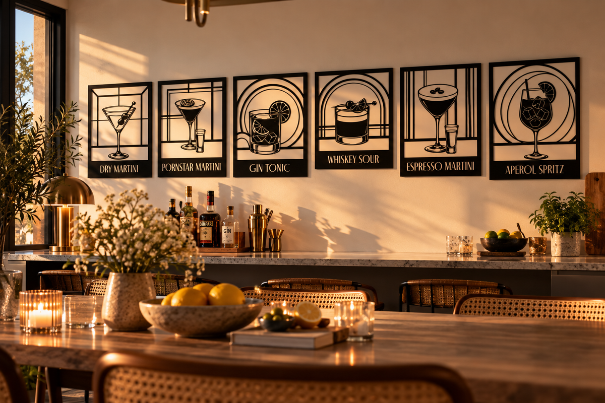Cocktail Club Metallwandbild 6er Set - Made in Germany