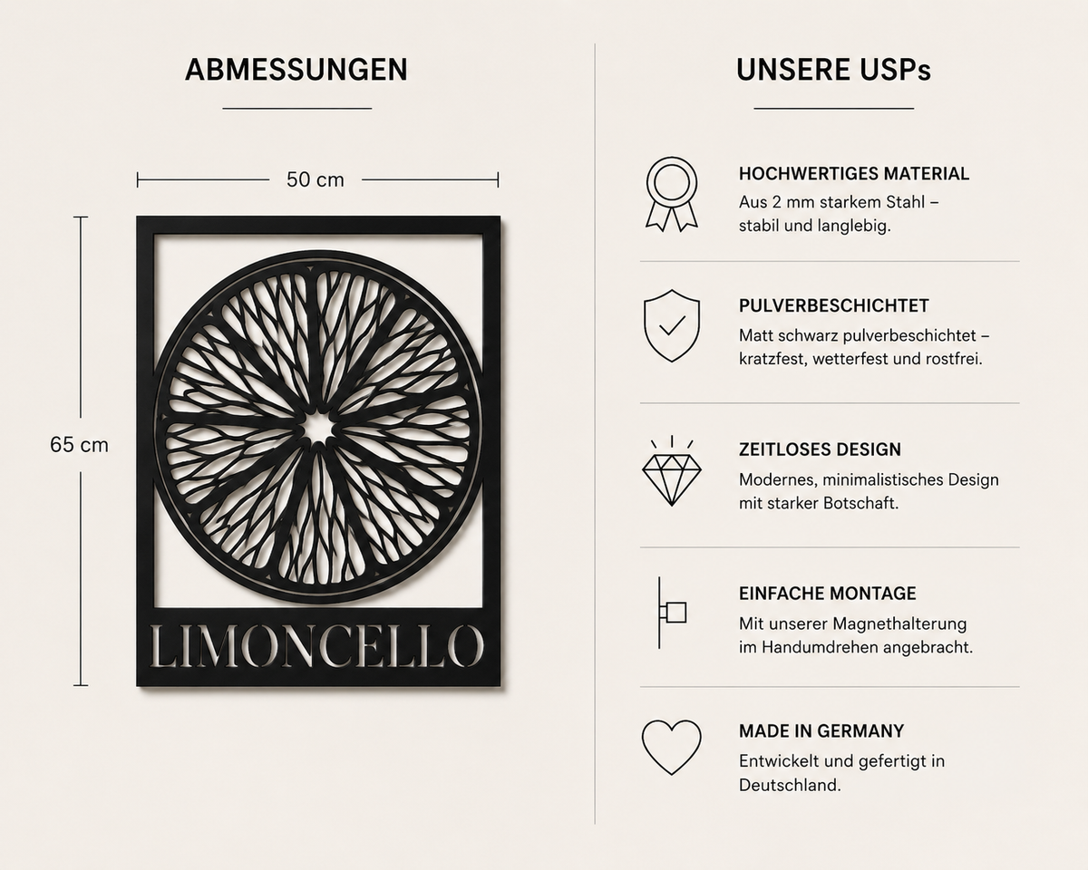 Limoncello Metallwandbild - Made in Germany