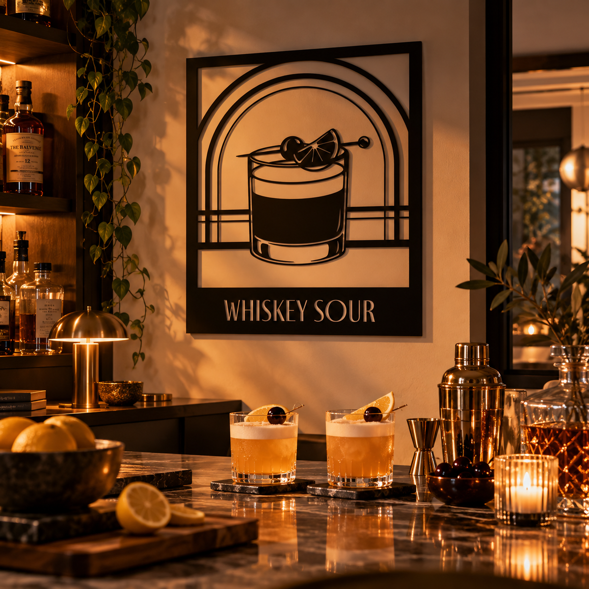 Whiskey Sour Metallwandbild - Made in Germany