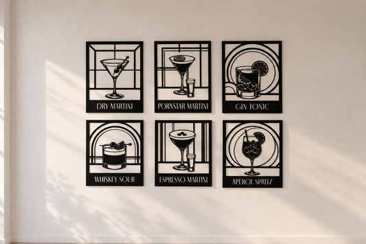 Cocktail Club Metallwandbild 6er Set - Made in Germany