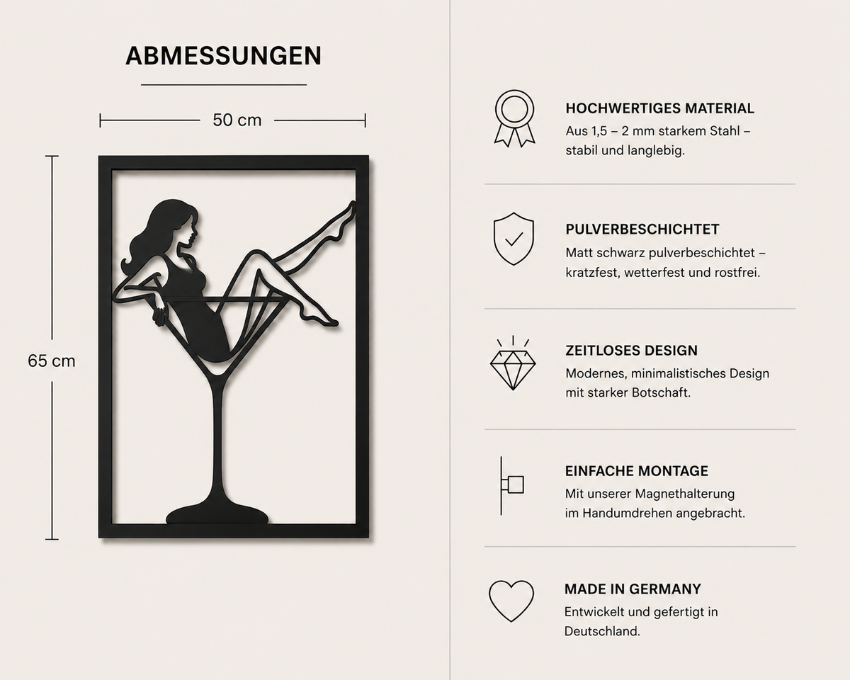 Martini Girl Metallwandbild - Made in Germany