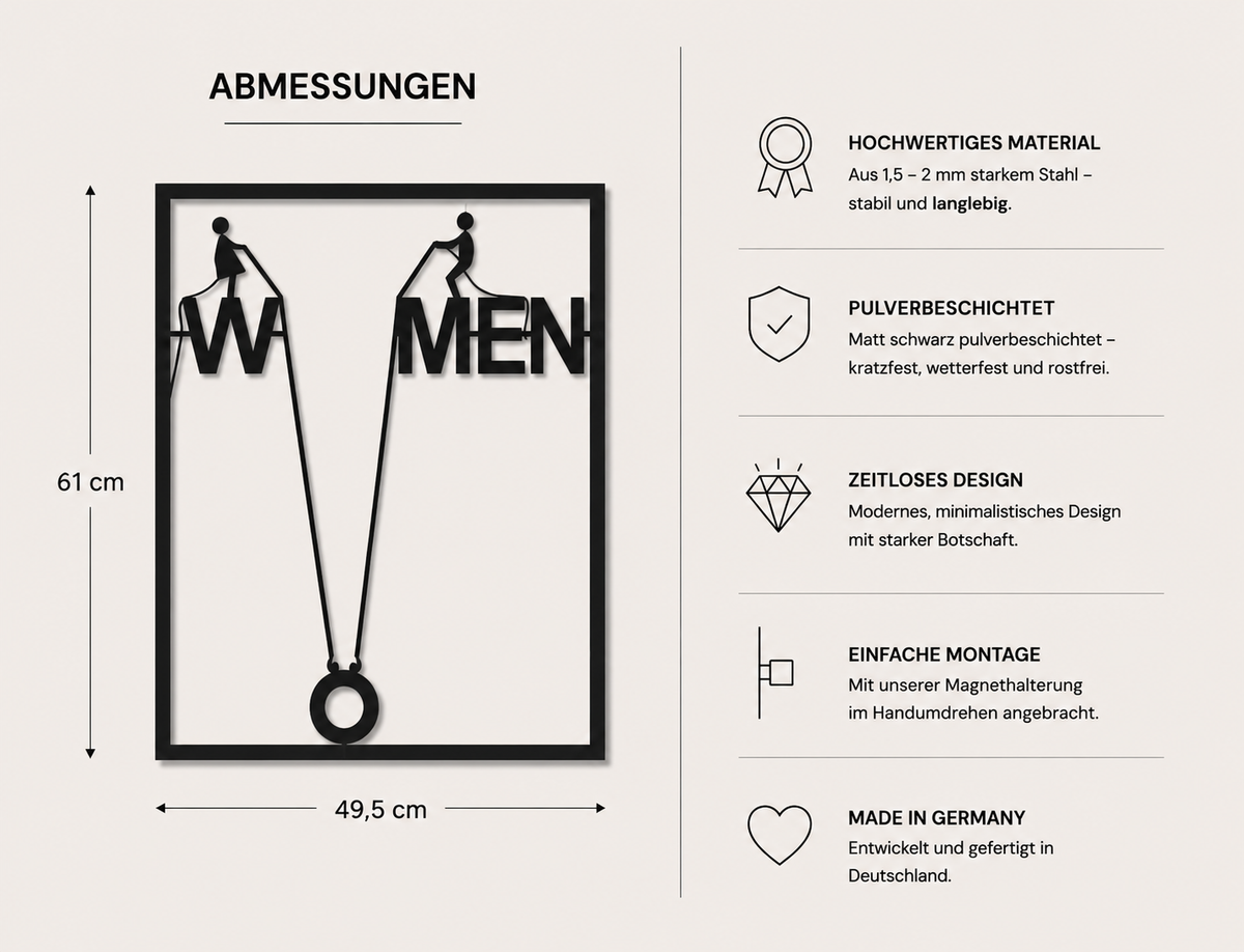WOMEN AND MEN Metallwandbild - Made in Germany