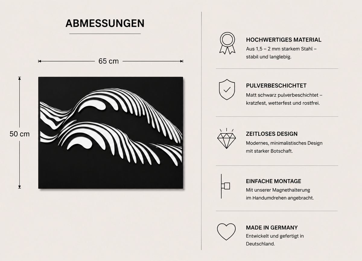 Abstraktes Metallwandbild Frauenkörper liegend - Made in Germany