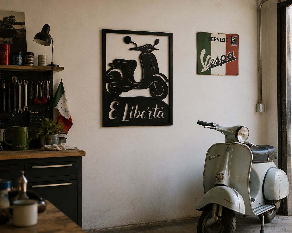 Vespa È Libertà Metallwandbild - Made in Germany