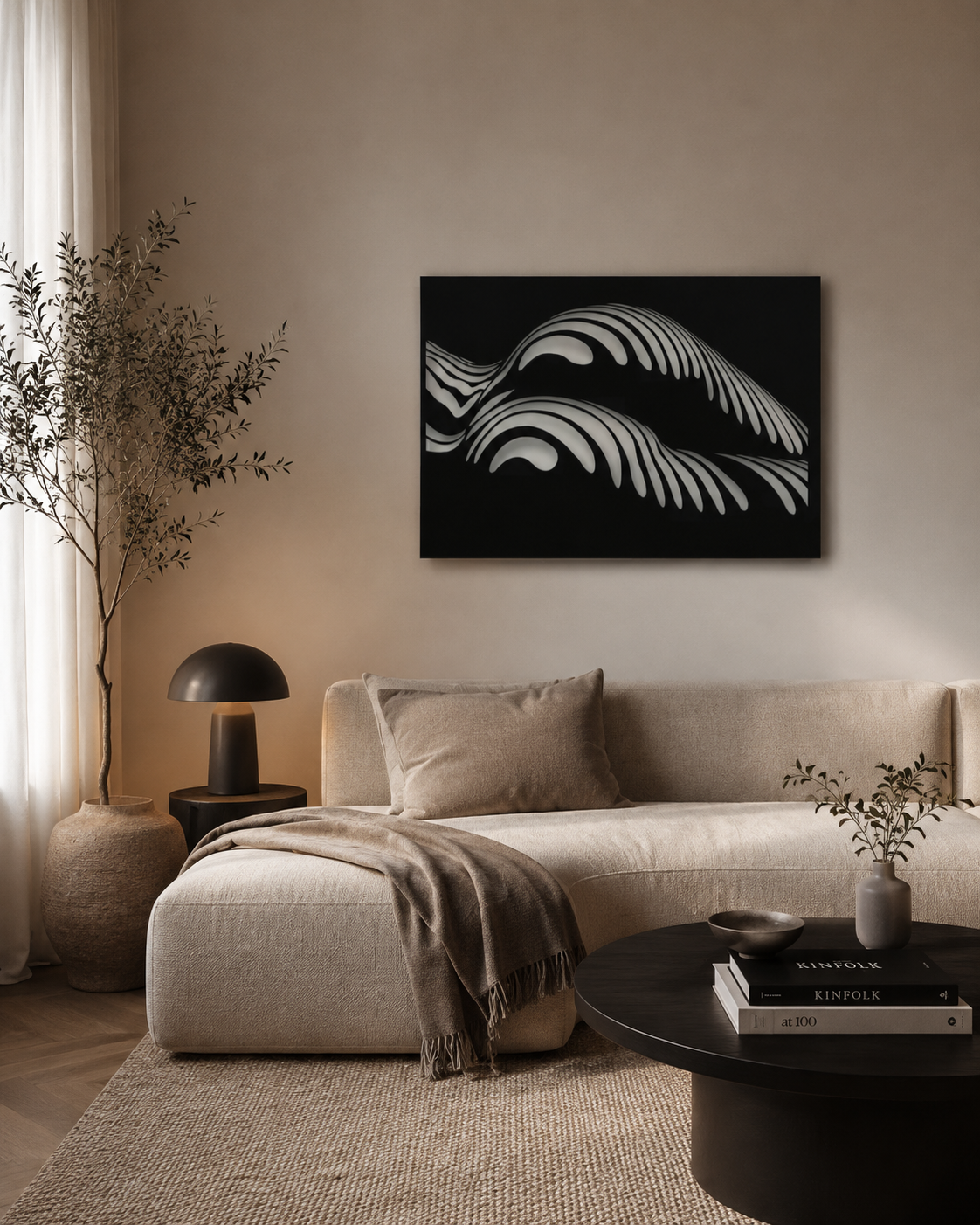 Abstraktes Metallwandbild Frauenkörper liegend - Made in Germany