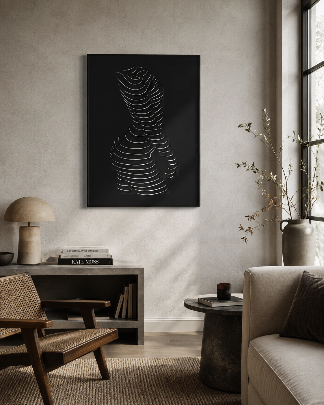 Abstraktes Metallwandbild Frauenkörper stehend - Made in Germany