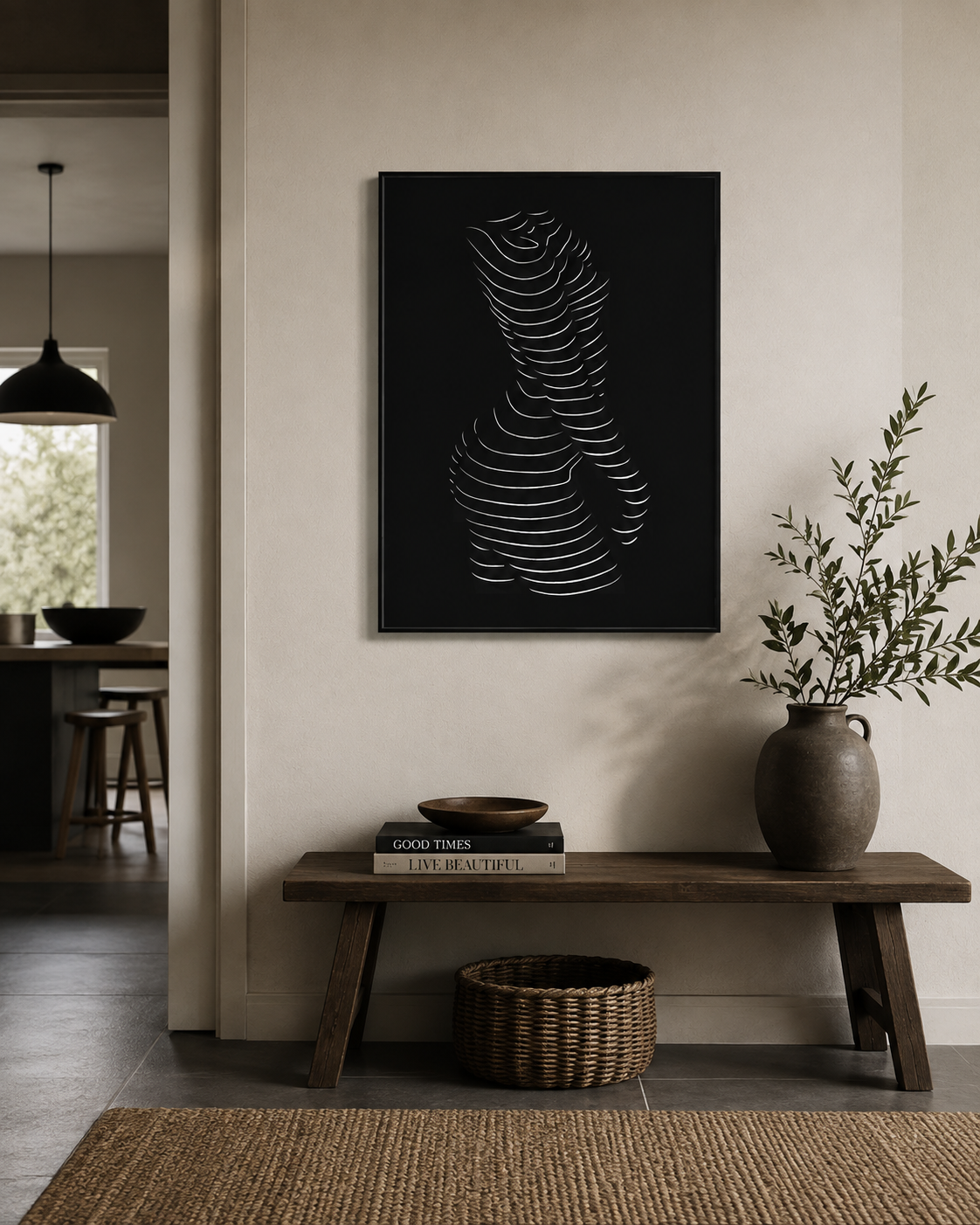Abstraktes Metallwandbild Frauenkörper stehend - Made in Germany