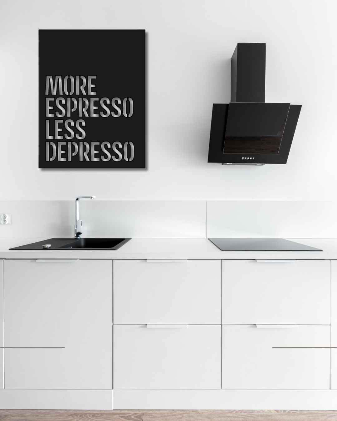 More Espresso Less Depresso Metallwandbild - Made in Germany