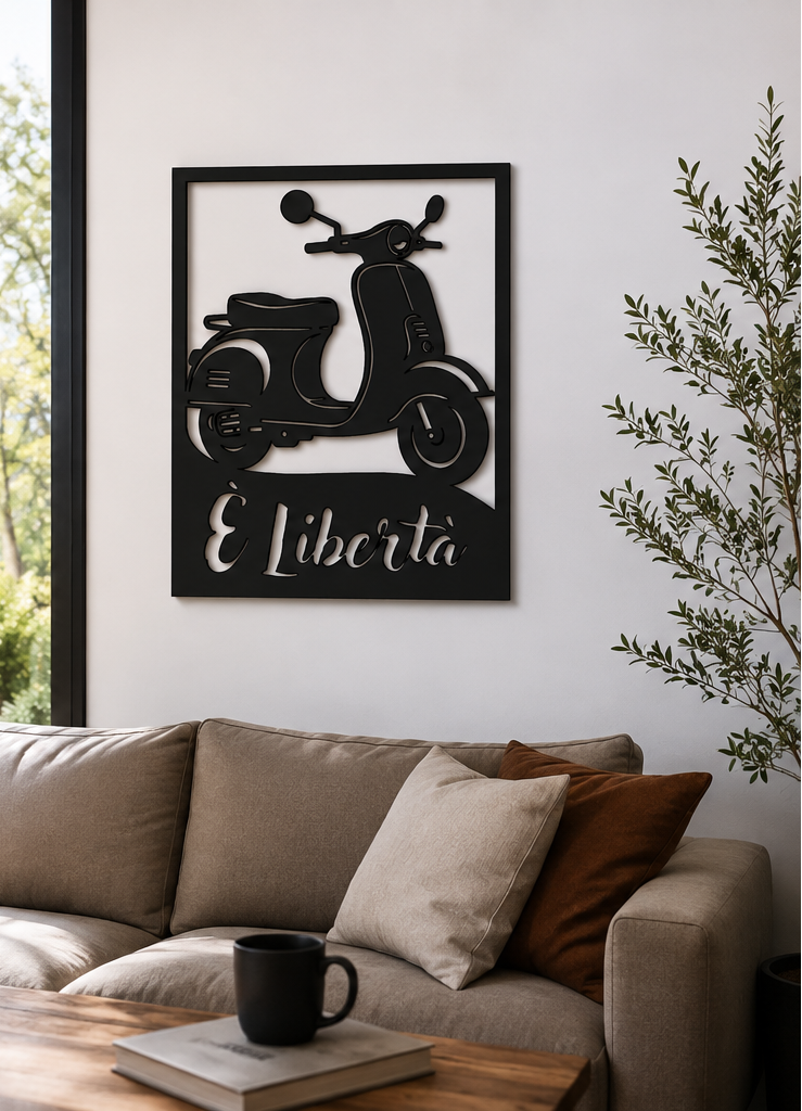 Vespa È Libertà Metallwandbild - Made in Germany