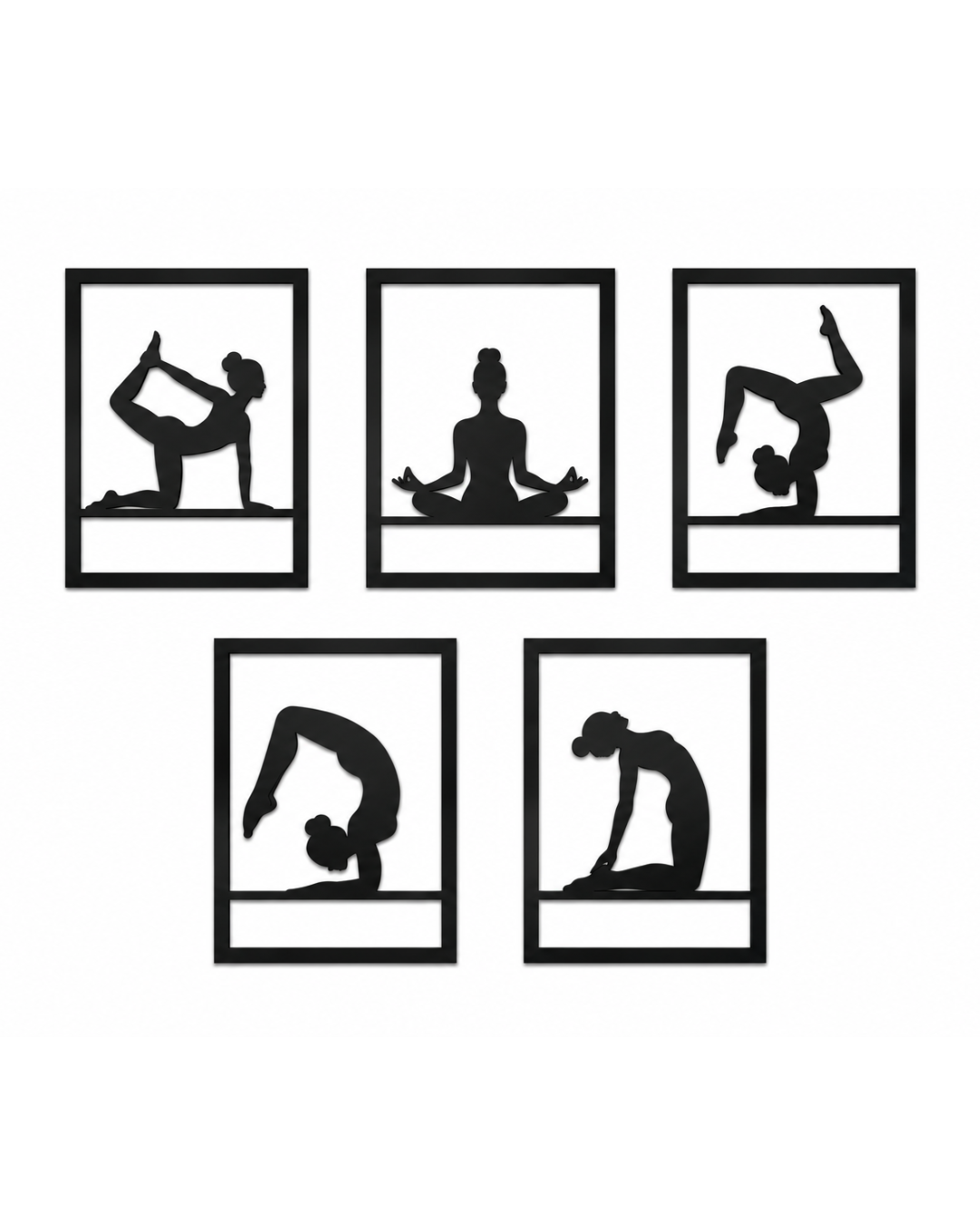 Yoga Pose Serie Metallwandbild 5er Set - Made in Germany