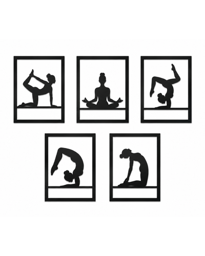 Yoga Pose Serie Metallwandbild 5er Set - Made in Germany