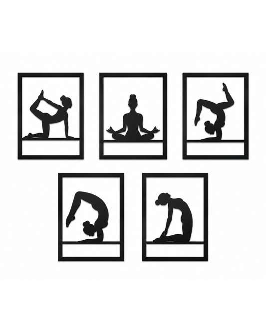 Yoga Pose Serie Metallwandbild 5er Set - Made in Germany